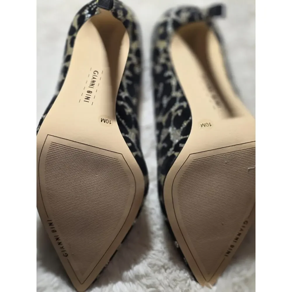 *NEW* Gianni Bini Ivyya heels Gold/Blk size 10 - Picture 3 of 5